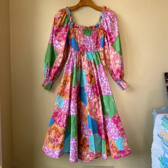 SPELL & THE GYPSY COLLECTIVE FREDA SHIRRED MIDI DRESS IN LOLLY - Picture 1 of 16